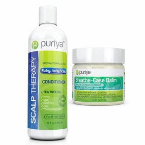 Puriya Sulfate Free Scalp Clarifying Conditioner and Breathe Ease Balm Bundle Set, Chest Rub Cream for Congestion Relief, Hydrating Treatment of Dry Scalp