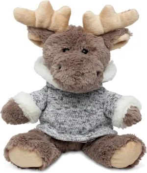Puzzled DolliBu Plush Moose Stuffed Animal - Soft Plush Sitting Moose with Gray Hooded Sweater, Adorable Huggable Moose Plush Toy for Kids and Adults - 9 Inches