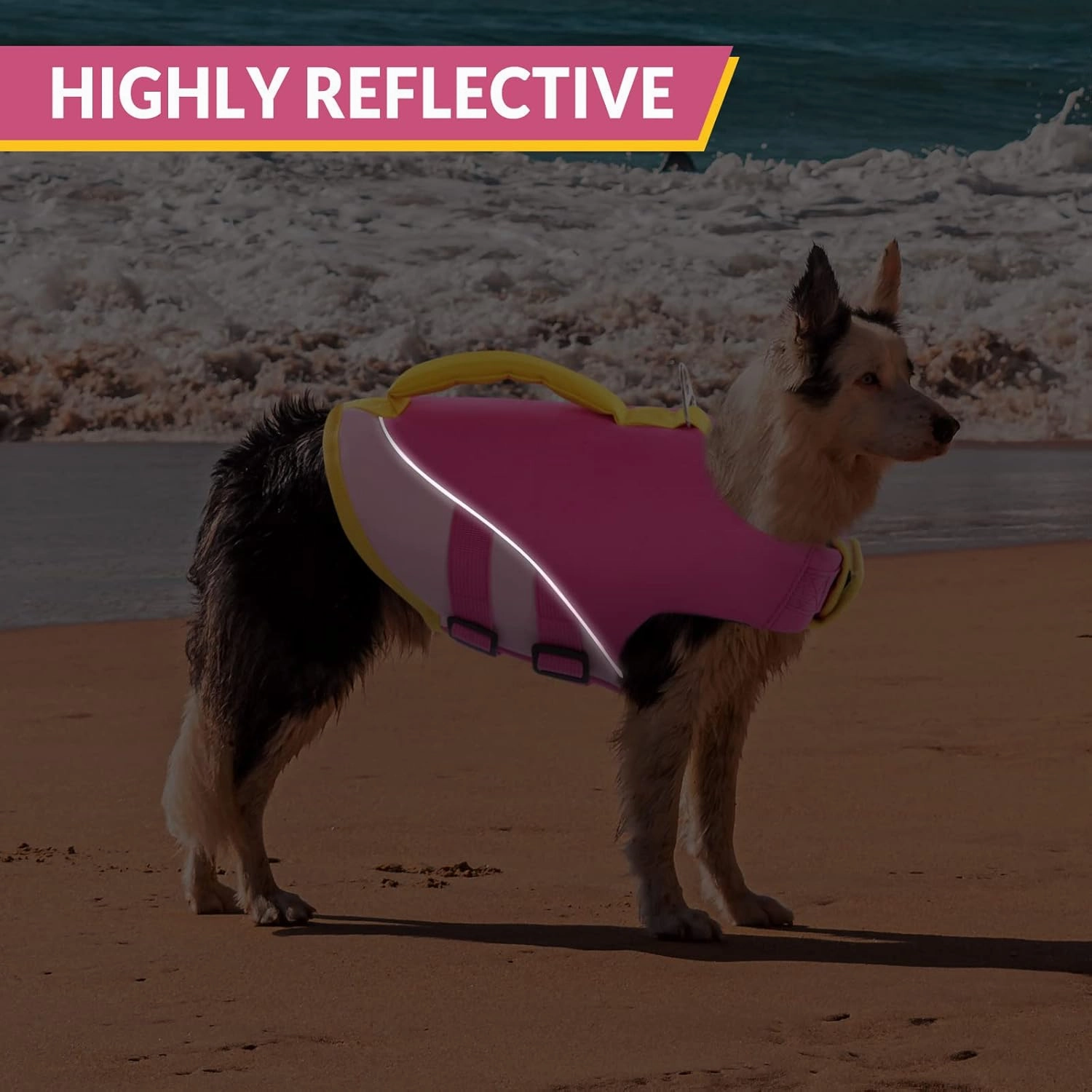 Queenmore Dog Life Jacket,Dog Life Vest for Swimming Boating,Life Jackets for Small Dogs,Ripstop Pet Life Vests with Strong Rescue Pink,S