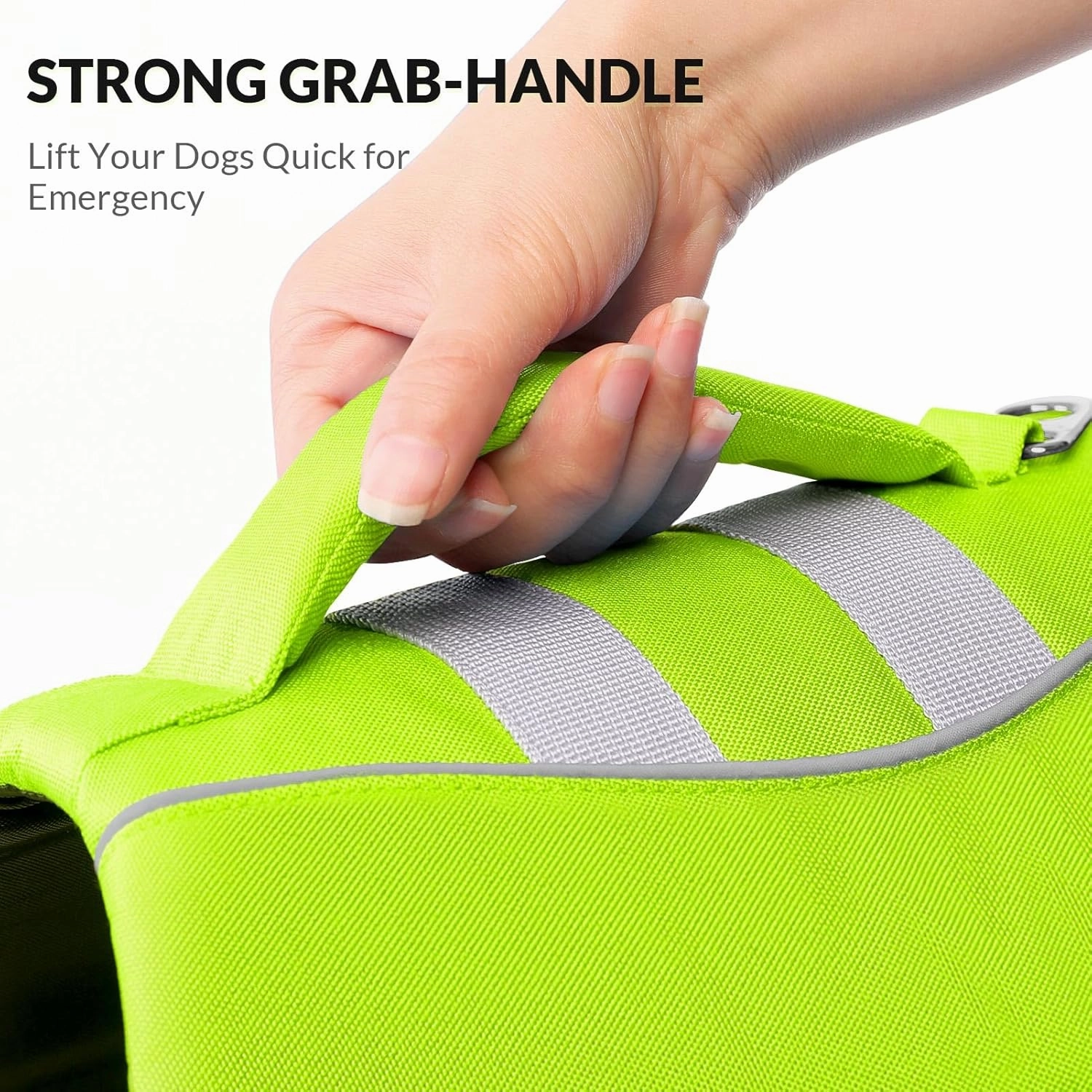 Queenmore Small Dog Life Jacket, Dog Life Vest for Swimming Boating, Puppy Life Jackets for Small Dogs, Ripstop Pet Life Vests with Rescue Handle Leash Hole, Safety Water Floating Vest, Hi-Vis Green