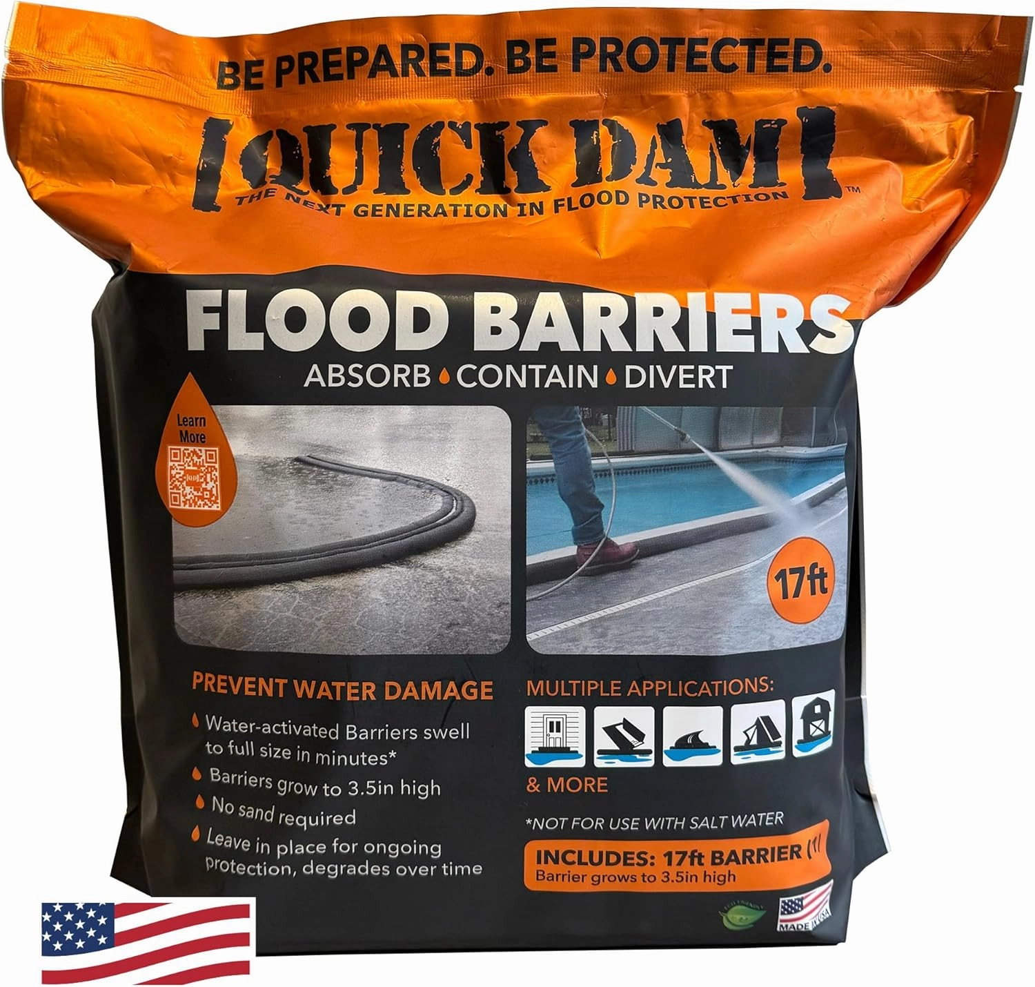 Quick Dam QD617-1 Flood Barriers, 1 Pack, Black