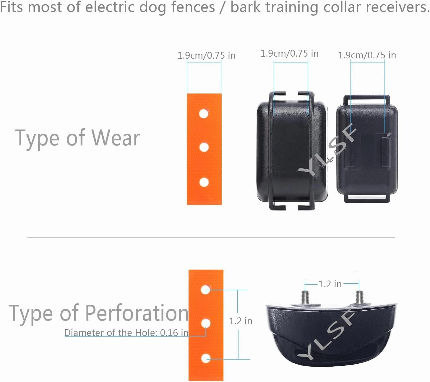 Quick Snap Bungee Dog Collar Strap with D Ring for Most of Electronic Training Shock Collar Receivers-Adjustable Durable Waterproof Odorless 3/4 Inch TPU Collar Replacement for Barking Fence