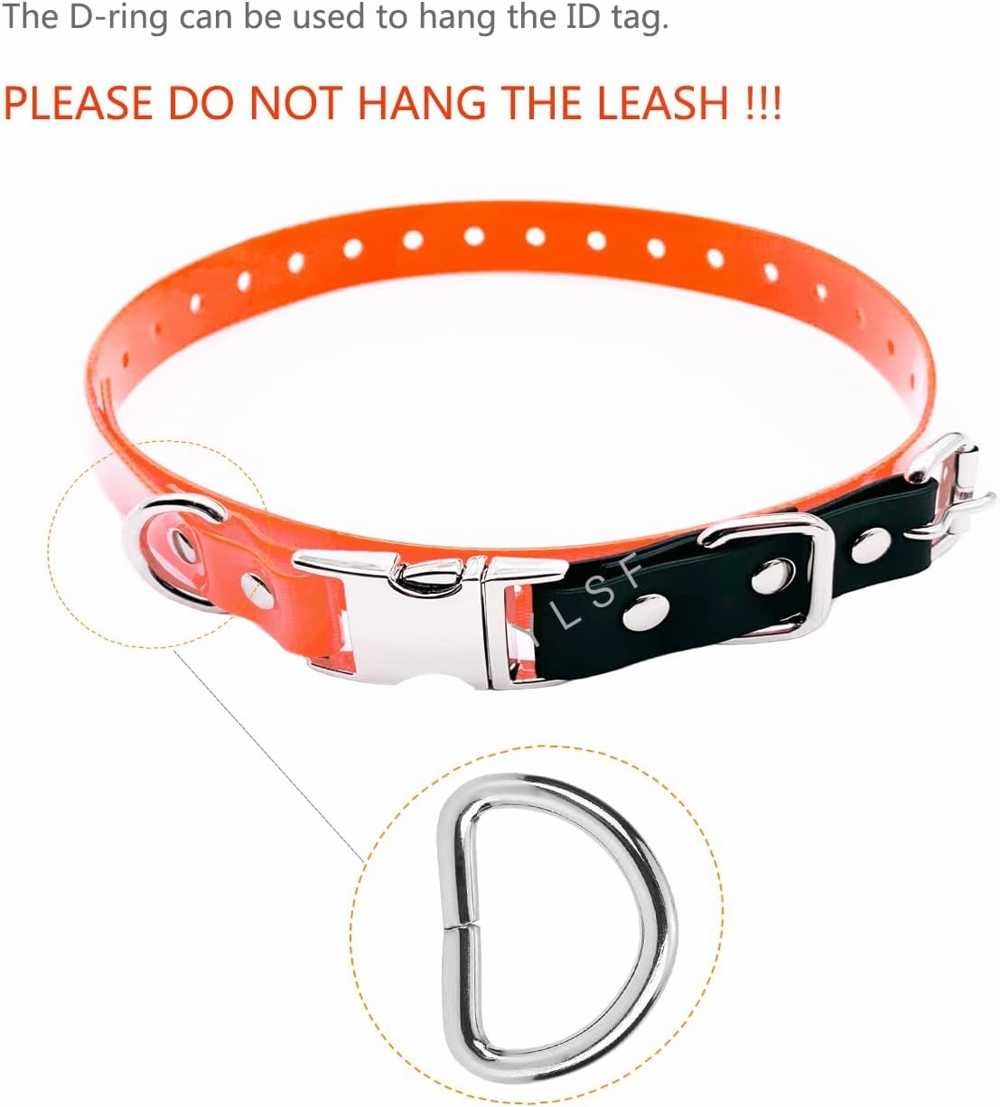Quick Snap Bungee Dog Collar Strap with D Ring for Most of Electronic Training Shock Collar Receivers-Adjustable Durable Waterproof Odorless 3/4 Inch TPU Collar Replacement for Barking Fence