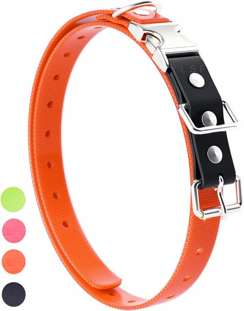 Quick Snap Bungee Dog Collar Strap with D Ring for Most of Electronic Training Shock Collar Receivers-Adjustable Durable Waterproof Odorless 3/4 Inch TPU Collar Replacement for Barking Fence
