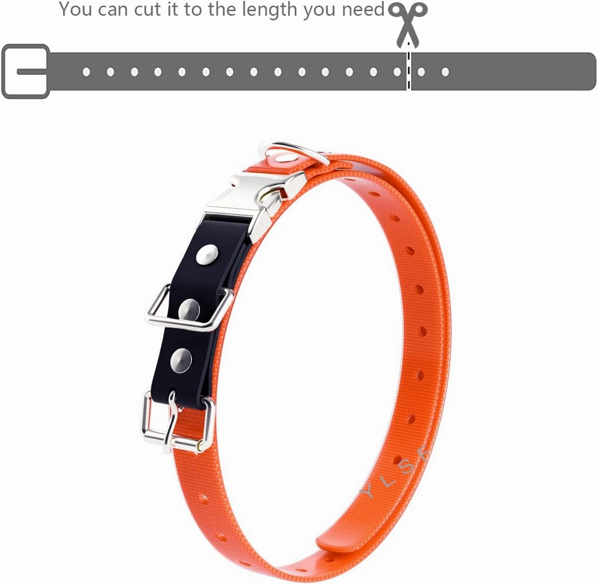 Quick Snap Bungee Dog Collar Strap with D Ring for Most of Electronic Training Shock Collar Receivers-Adjustable Durable Waterproof Odorless 3/4 Inch TPU Collar Replacement for Barking Fence