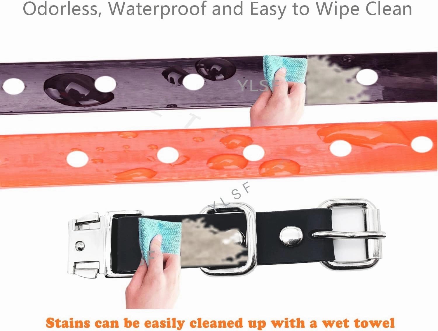 Quick Snap Bungee Dog Collar Strap with D Ring for Most of Electronic Training Shock Collar Receivers-Adjustable Durable Waterproof Odorless 3/4 Inch TPU Collar Replacement for Barking Fence