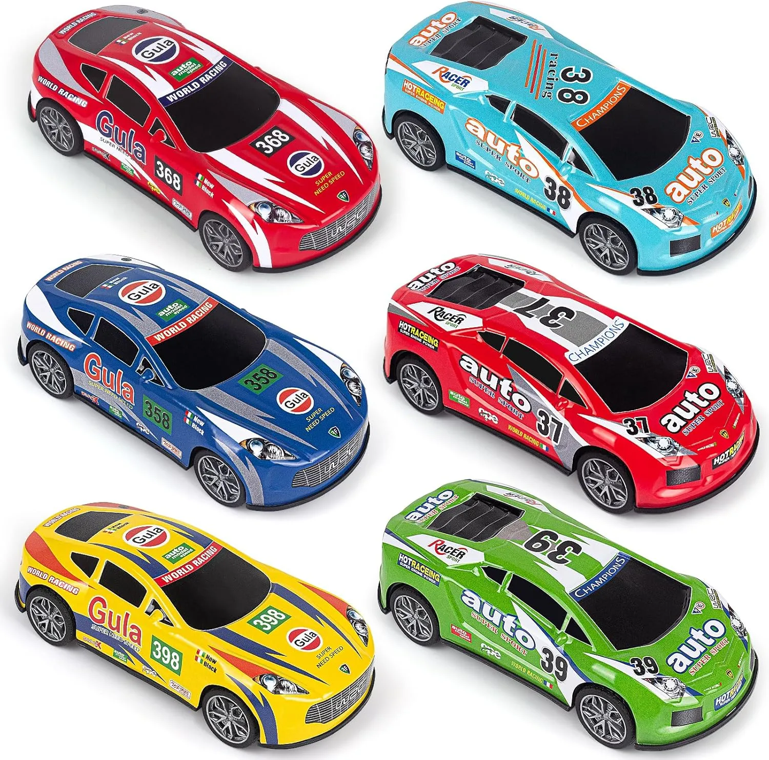 Race Toy Cars for Toddler Boys Girls 7 Inch Friction Powered Trucks for Kids Ages 3 4 5 6 7 8 Years Old Stocking Stuffers for Kids - 6Pack