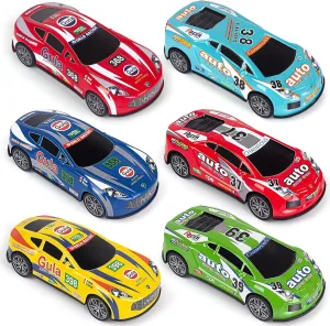 Race Toy Cars for Toddler Boys Girls 7 Inch Friction Powered Trucks for Kids Ages 3 4 5 6 7 8 Years Old Stocking Stuffers for Kids - 6Pack