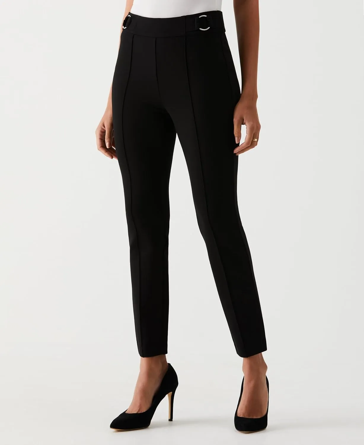 Rafaella Women's Pull-on Slim Ankle Pants with Hardware, 28” Inseam, Slimming Panel, Stretch Fabric, Classic Fit