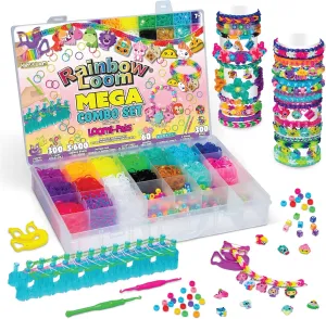 Rainbow Loom® Loomi-Pals™ MEGA Combo Set, Features 60 Cute Assorted LP Charms, The New RL 2.0, Happy Looms, Hooks, Alpha & Pony Beads, 5600 Colorful Bands All in a Carrying Case for Boys and Girls 7 