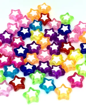 Rainbow Star Alphabet Beads, Acrylic Beads, Spacer beads - 50 pc set, DIY Beads, Star Beads