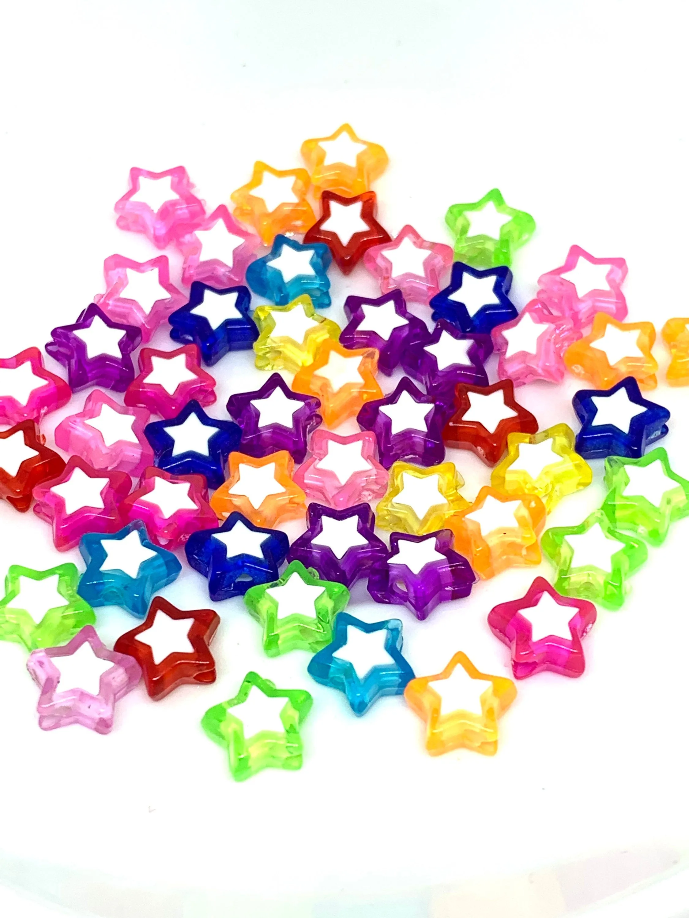 Rainbow Star Alphabet Beads, Acrylic Beads, Spacer beads - 50 pc set, DIY Beads, Star Beads