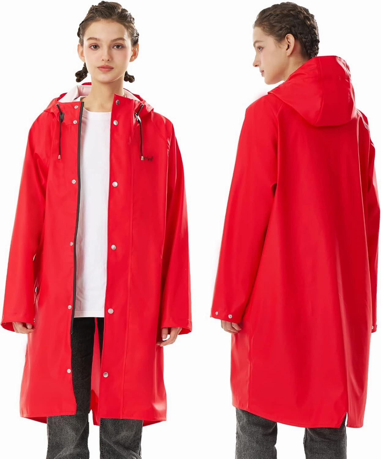 Raincoat for Women Waterproof Rain Jackets with Hooded Hiking Coat Outdoor Lightweight Windbreaker Hood Trench Coat