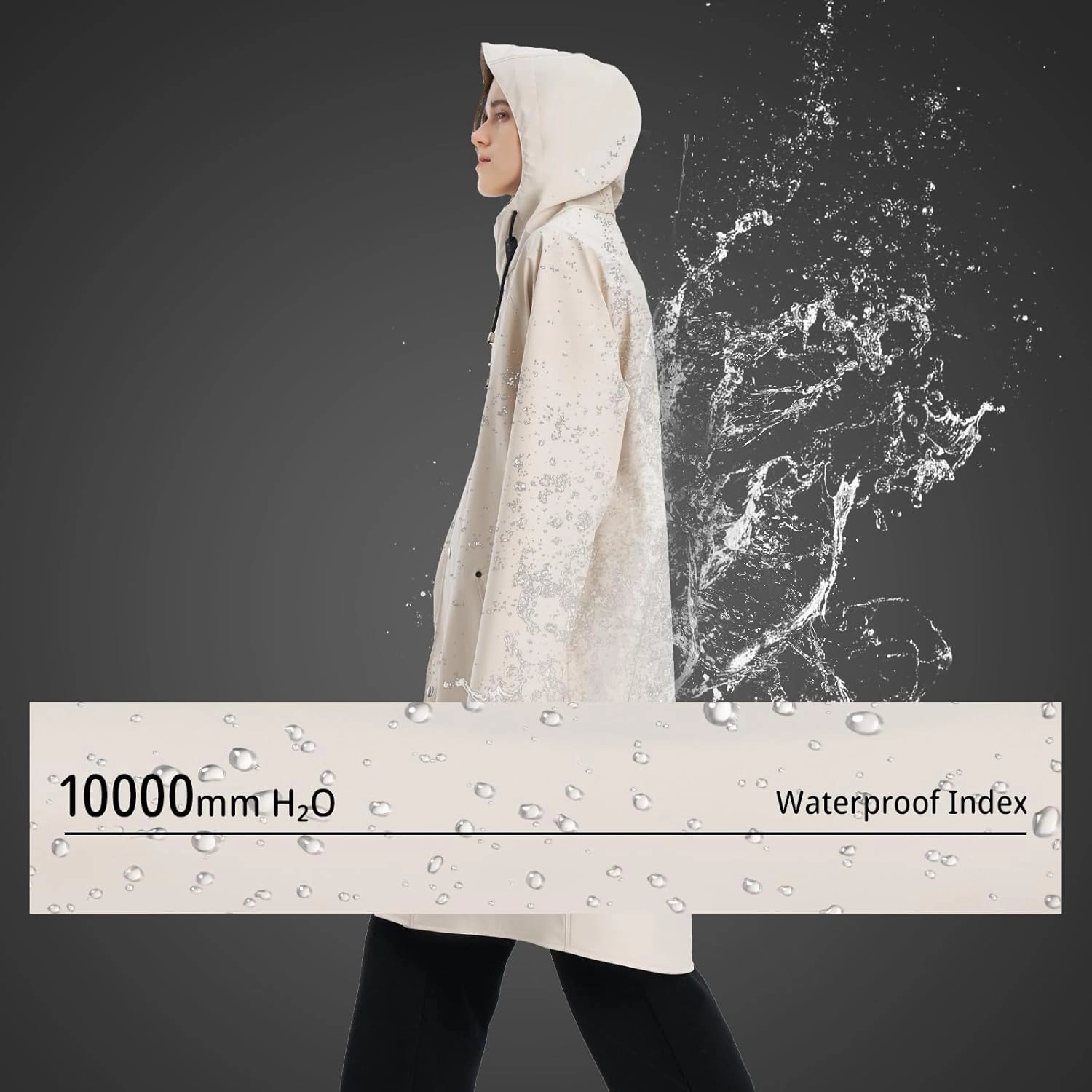 Raincoat for Women Waterproof Rain Jackets with Hooded Hiking Coat Outdoor Lightweight Windbreaker Hood Trench Coat