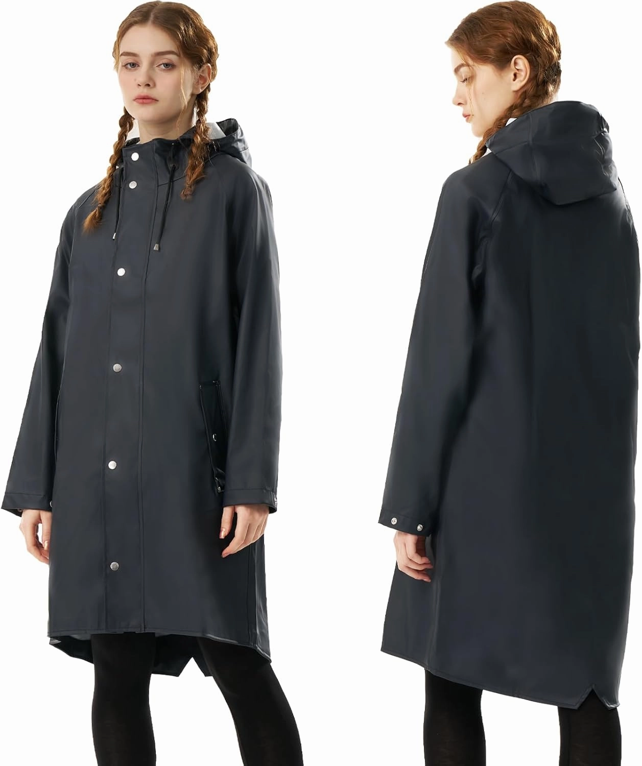 Raincoat for Women Waterproof Rain Jackets with Hooded Hiking Coat Outdoor Lightweight Windbreaker Hood Trench Coat