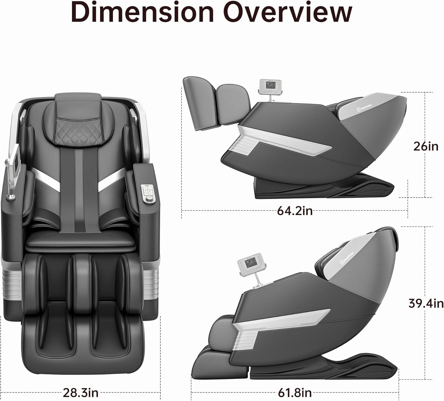 Real Relax 2025 Massage Chair Full Body, 3D SL Track Shiatsu Massage Recliner, 21 Auto and Thai Stretch Modes, APP and LCD Control, Body Scan, Fit Home and Office, PS3300 Black