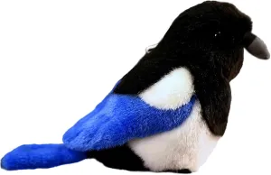 Realistic Magpie Plush - 5.5'' Black Magpie Bird Stuffed Animal, Plushy and Squishy Pillow Toy, Cute Little Bird Raven Toys for Boys and Girls