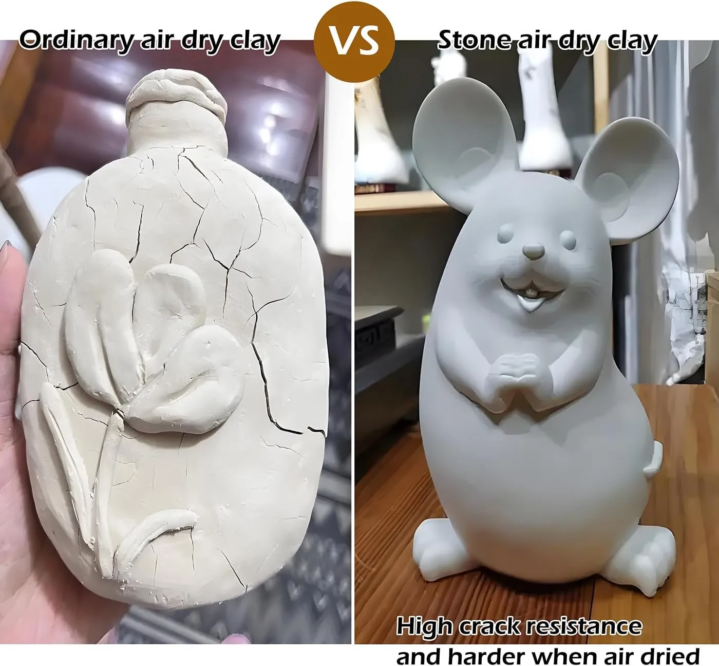 ReArt Stone Air Dry Modeling Clay 3.3LBS, for Sculpting, Wheel Throwing, Hand Building, All-Purpose Modeling Clay (Terracotta)