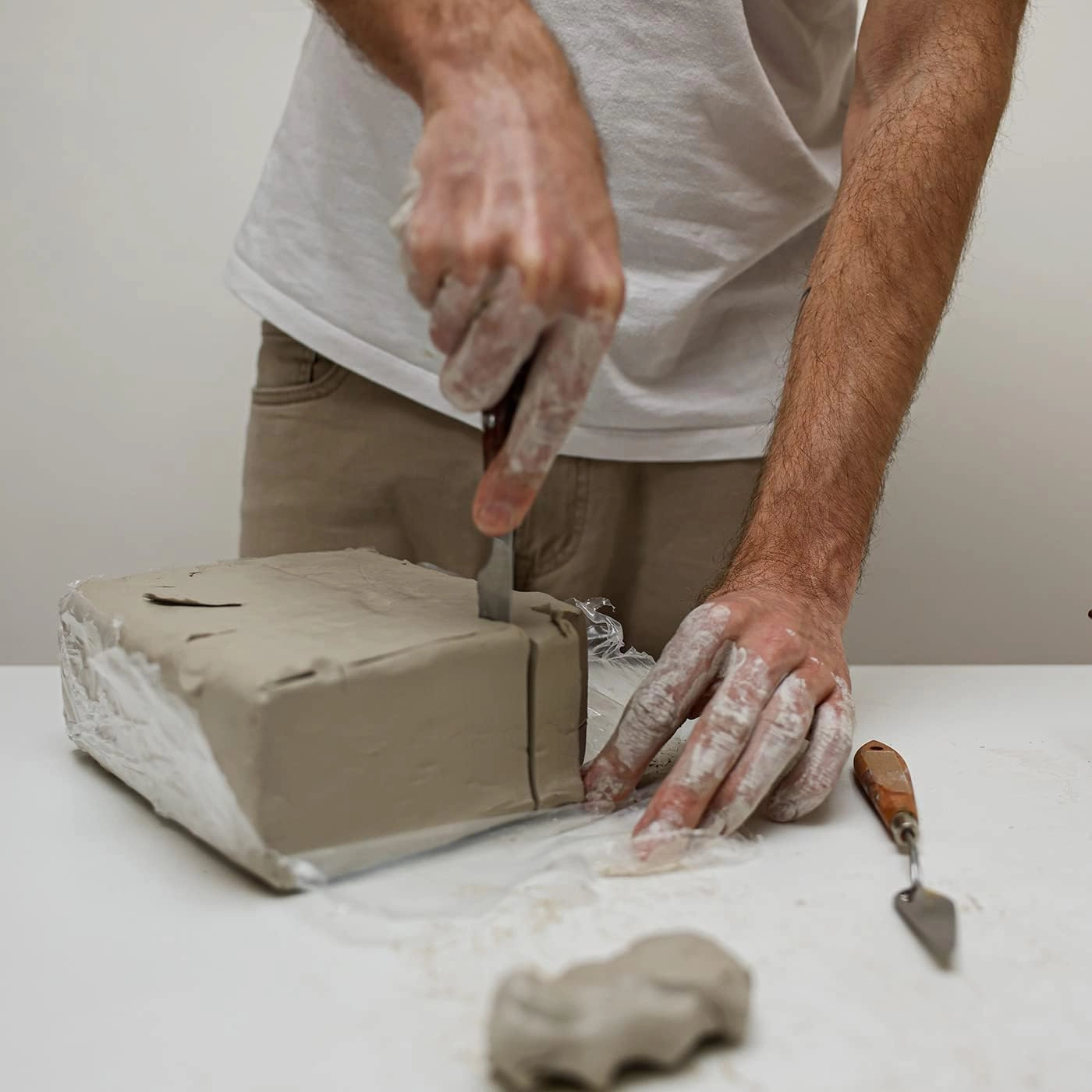 ReArt Natural Air-Dry Clay, Pottery Clay, All-Purpose Modeling Clay 20lbs for Sculpting, Hand Modeling and Throwing (White)