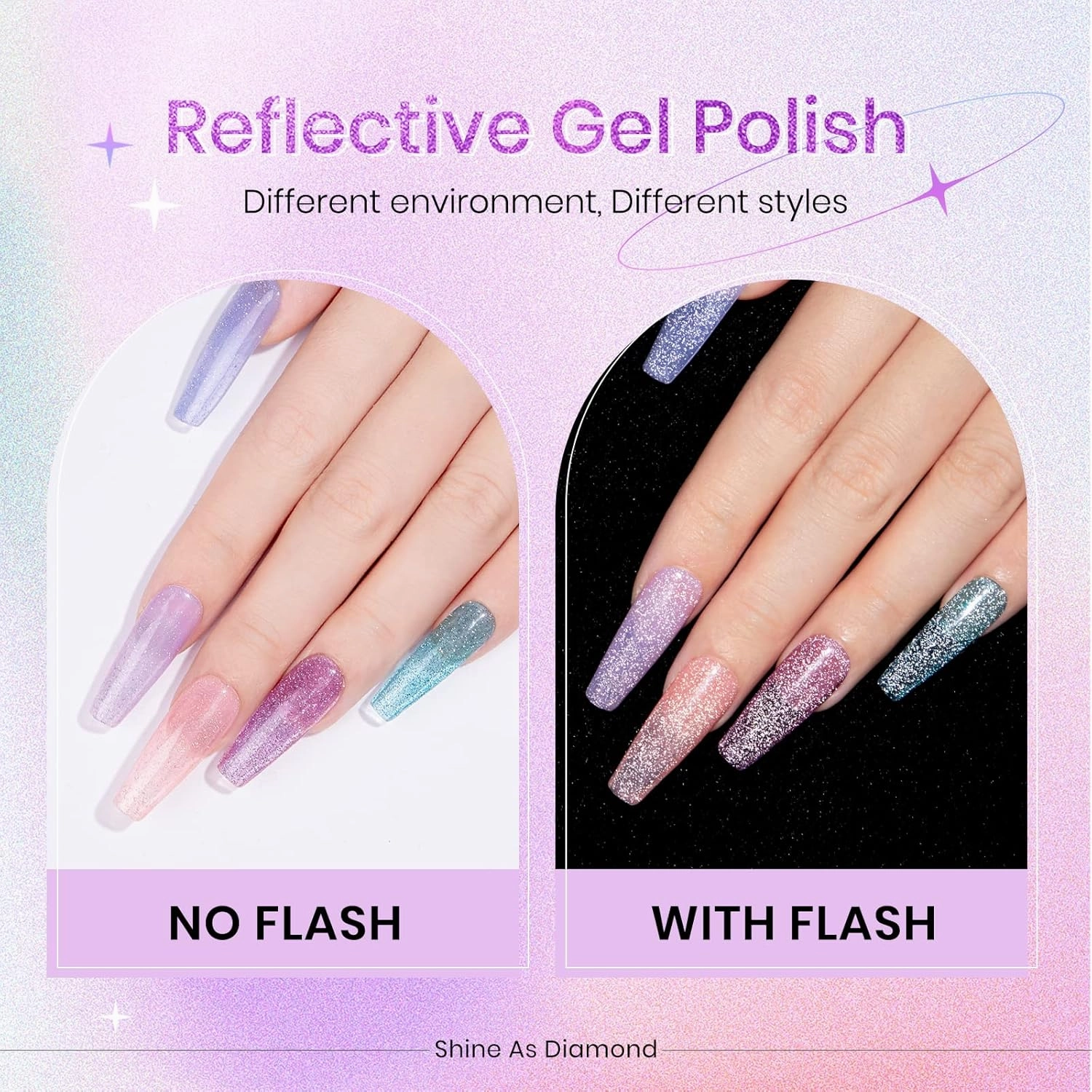 Reflective Glitter Gel Polish - 12 Colors Sheer Jelly Glitter Nail Polish Sparkle Shinny Disco Nail Polish Soak Off UV LED Varnish DIY at Home