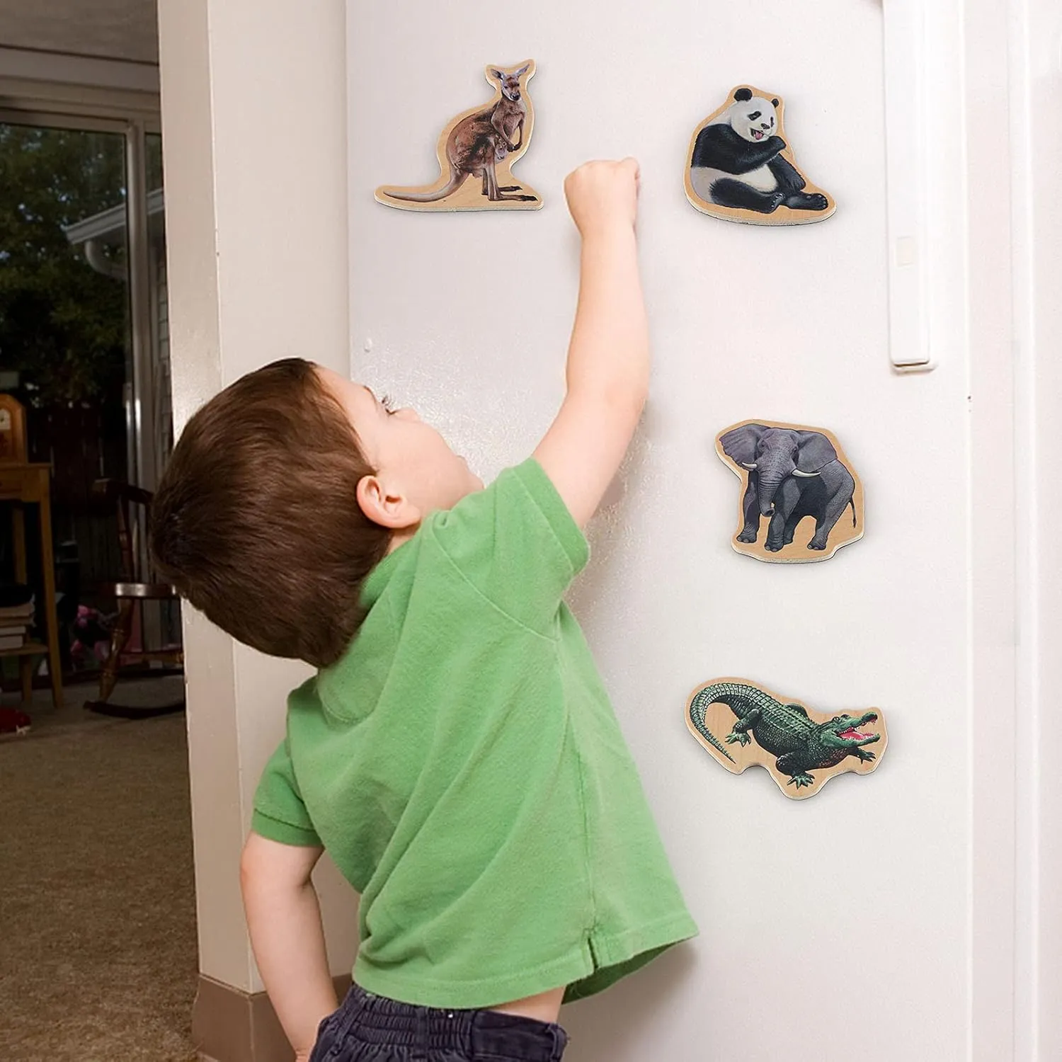 Refrigerator Magnets for Kids - Zoo Animal Fridge Magnets for Toddlers - Wooden Magnetic Toys for Baby Kids' Developmental Learning