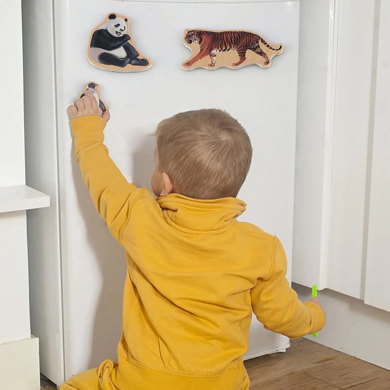 Refrigerator Magnets for Kids - Zoo Animal Fridge Magnets for Toddlers - Wooden Magnetic Toys for Baby Kids' Developmental Learning