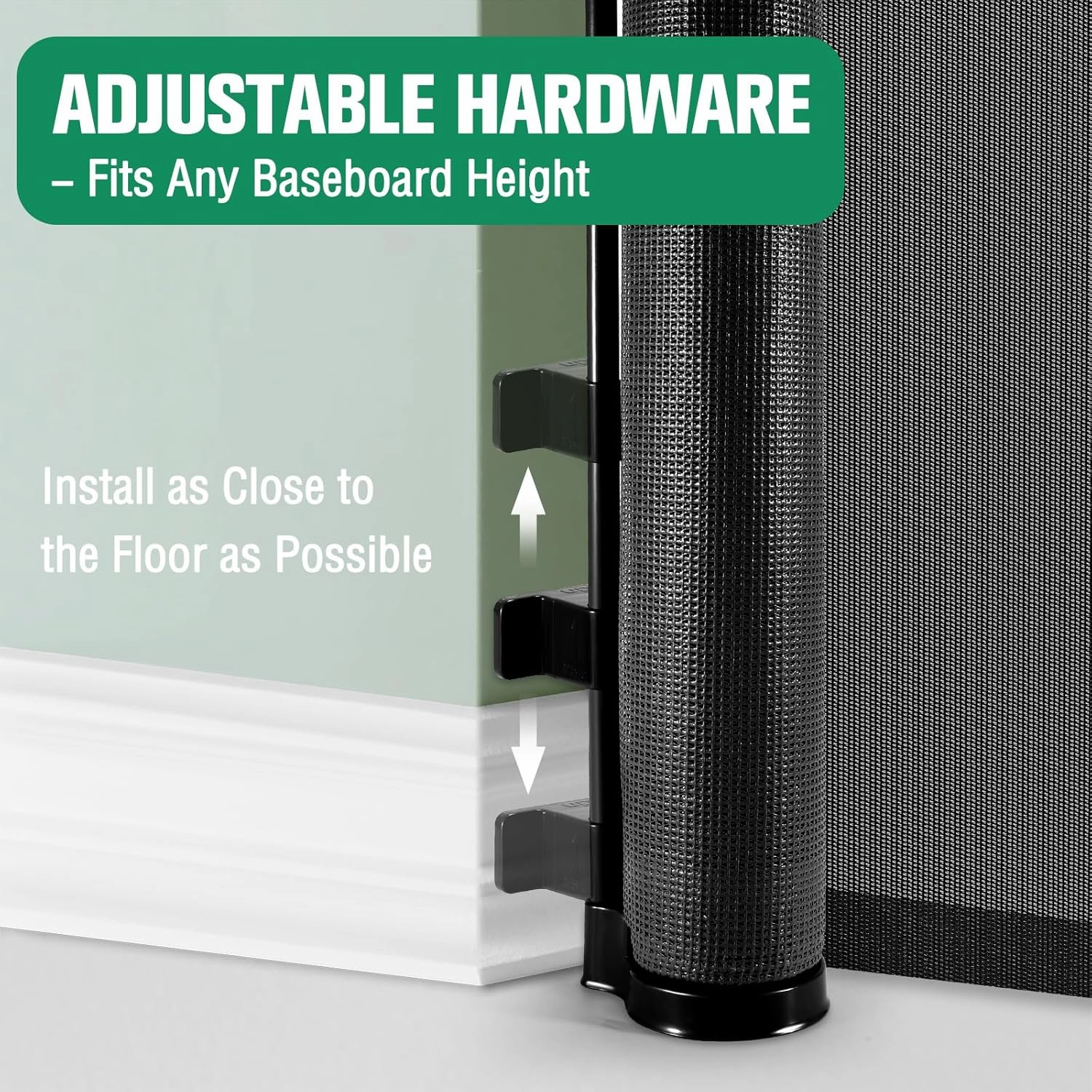 Reinforced 56" Wide Retractable Baby Gate Retractable Dog Gate with Support Rods - Anti-Bottom Crawl, Mesh Gate Retractable Gate Outdoor Retractable Pet Gate Indoor Doorway/Hallway/Stair Gate, Black