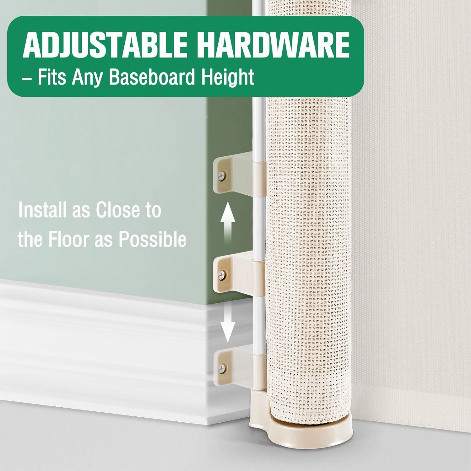 Retractable Baby & Dog Gate - Extends Up to 55" Wide Mesh Gate for Indoor & Outdoor Use, Beige