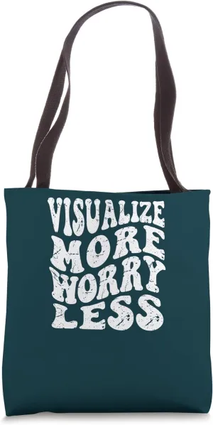Retro Groovy Vision Board Visualize More Worry Less Funny Vi Tote Bag