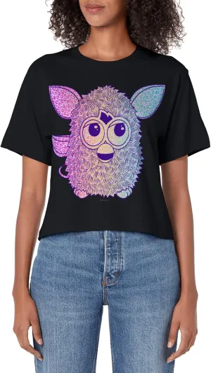 Retro Neon Gradient Big Cute Portrait Women's Crop Top