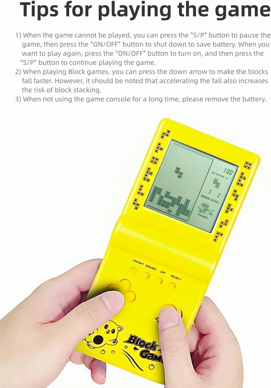 Retro Classic Block Game Console Multiple Games Adjustable Level/Speed Handheld Porable Console Brick Game/Racing/Tank Battle Puzzle Game Electronic Toys Children/Friends (Pink)