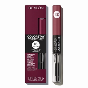 REVLON Liquid Lipstick with Clear Lip Gloss, ColorStay Overtime Lipcolor, Dual Ended with Vitamin E, 270 Relentless Raisin, 0.07 Fl Oz (Pack of 2)