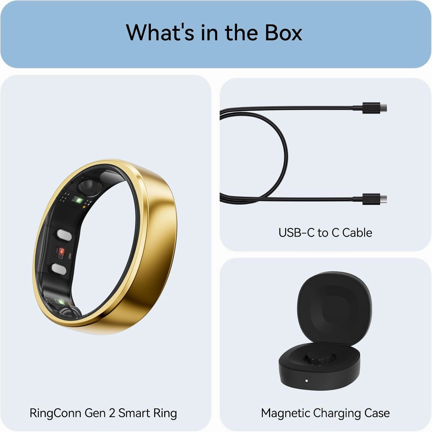 RingConn Gen 2, World’s First Smart Ring with Sleep Apnea Monitoring, No APP Subscription, 12-Day Battery Life, Stress/Heart Rate/Women's Health Tracker, Android & iOS Compatible (Gold, Size 7)