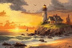 RMSGOZO 16 X 20 Inch DIY Diamond Painting Kits for Adults, Diamond Art Seaside at Dusk, Full Drill Crystal Rhinestone Embroidery Craft Kits for Home Wall Decor Gifts