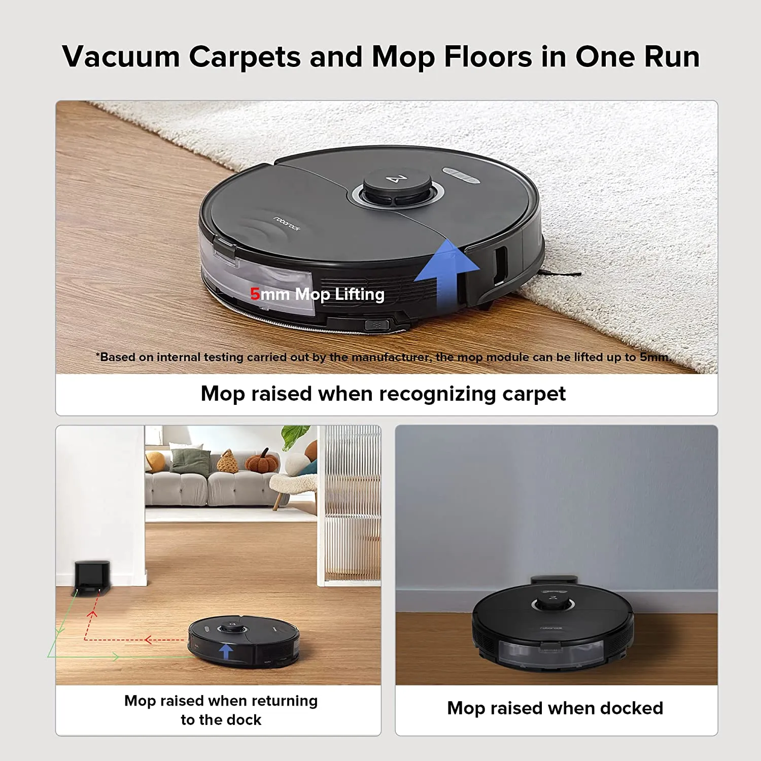 Roborock S8 Robot Vacuum Cleaner & Sonic Mop - Black ( Refurbished Grade - C )