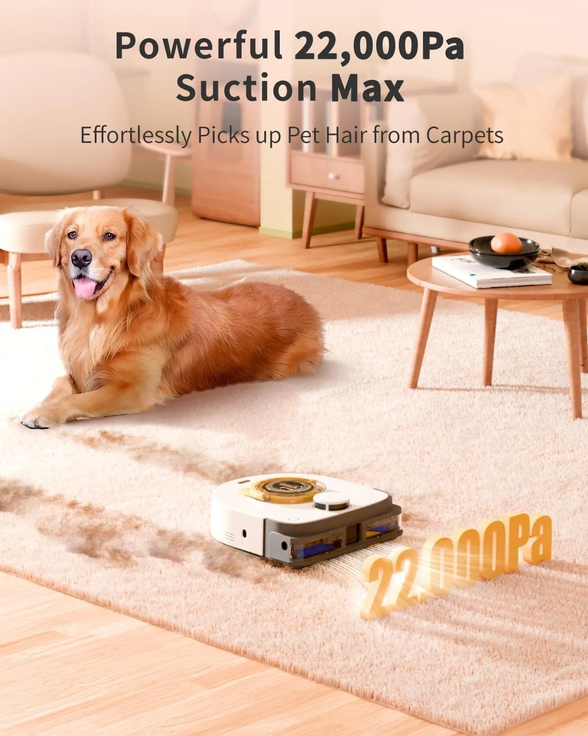 Robot Vacuum Cleaner, 22,000Pa Ultra-Strong Suction - Automatic Robot Vacuum for Pet Hair & Carpets, Tangle-Free Cleaning, Smart Mapping with LiDAR Navigation, App Controlled Vacuum Robot