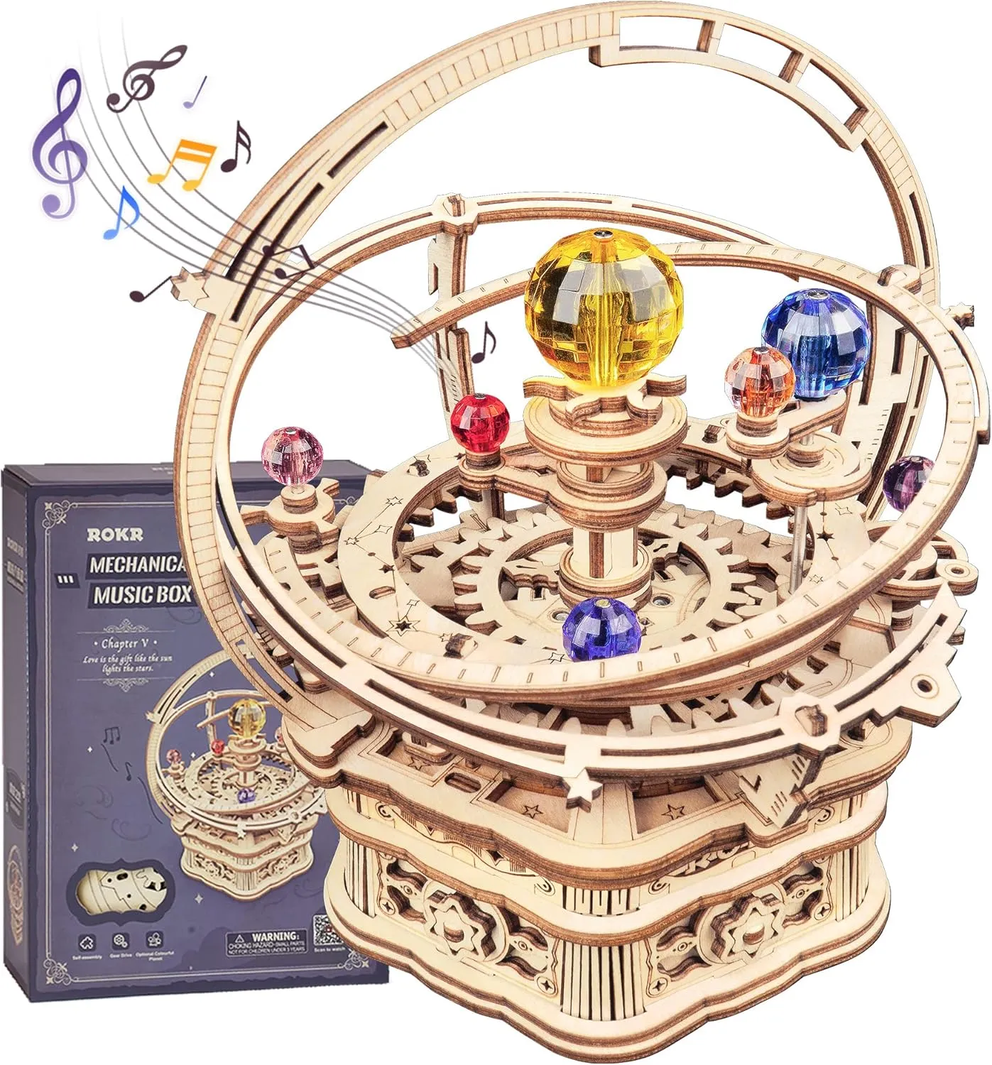 ROKR 3D Puzzles for Adults-Starry Night Music Box Kit-Wooden Puzzles Science Gifts for Adults-Gifts for Teenage Boys Girls