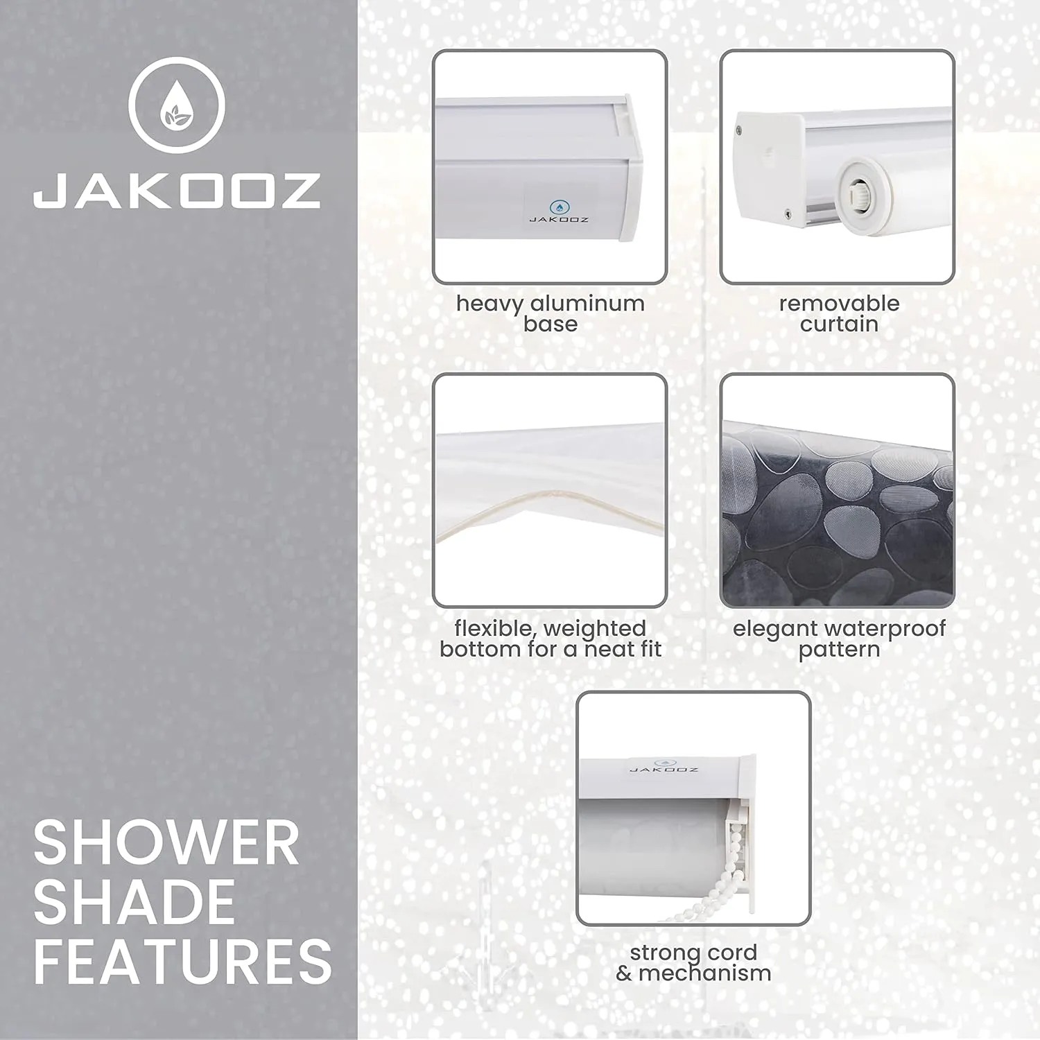Rollup Shower Curtain for Bathroom. Waterproof, 100% PEVA, Heavy Duty Shower Roller Blind Curtain for Bathtub. No Rods, No Hooks, No Rings! (56"x95") (Sparkle)