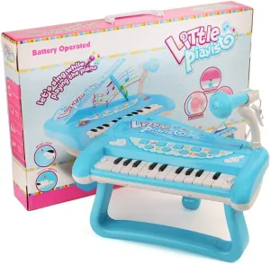 Roxie 24 Keys Piano Keyboard Toy with Microphone for Beginners Music Learning Singing, Toy Musical Instruments for Kids Boys Girls Birthday Gift Toys