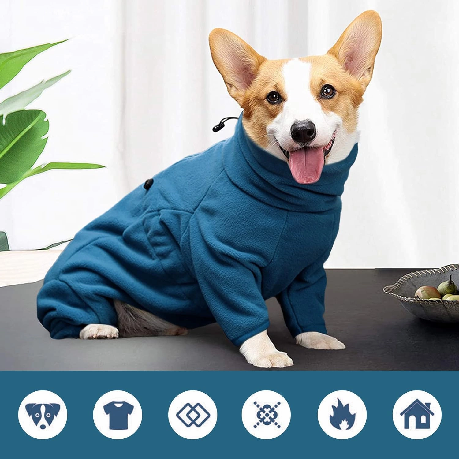 ROZKITCH Dog Winter Coat Soft Fleece Pullover Pajamas, Pet Windproof Warm Cold Weather Jacket Vest Cozy Jumpsuit Apparel Outfit Clothes for Small Medium Large Dog Walking Sleep 2XS