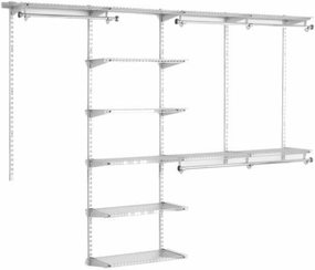 Rubbermaid Configurations Deluxe Custom Closet Kit 4-8 Ft. Adjustable Metal Wire Shelving Titanium Finish Expandable Organization System Hardware Included for Home Closet/Pantry/Laundry/Mudroom