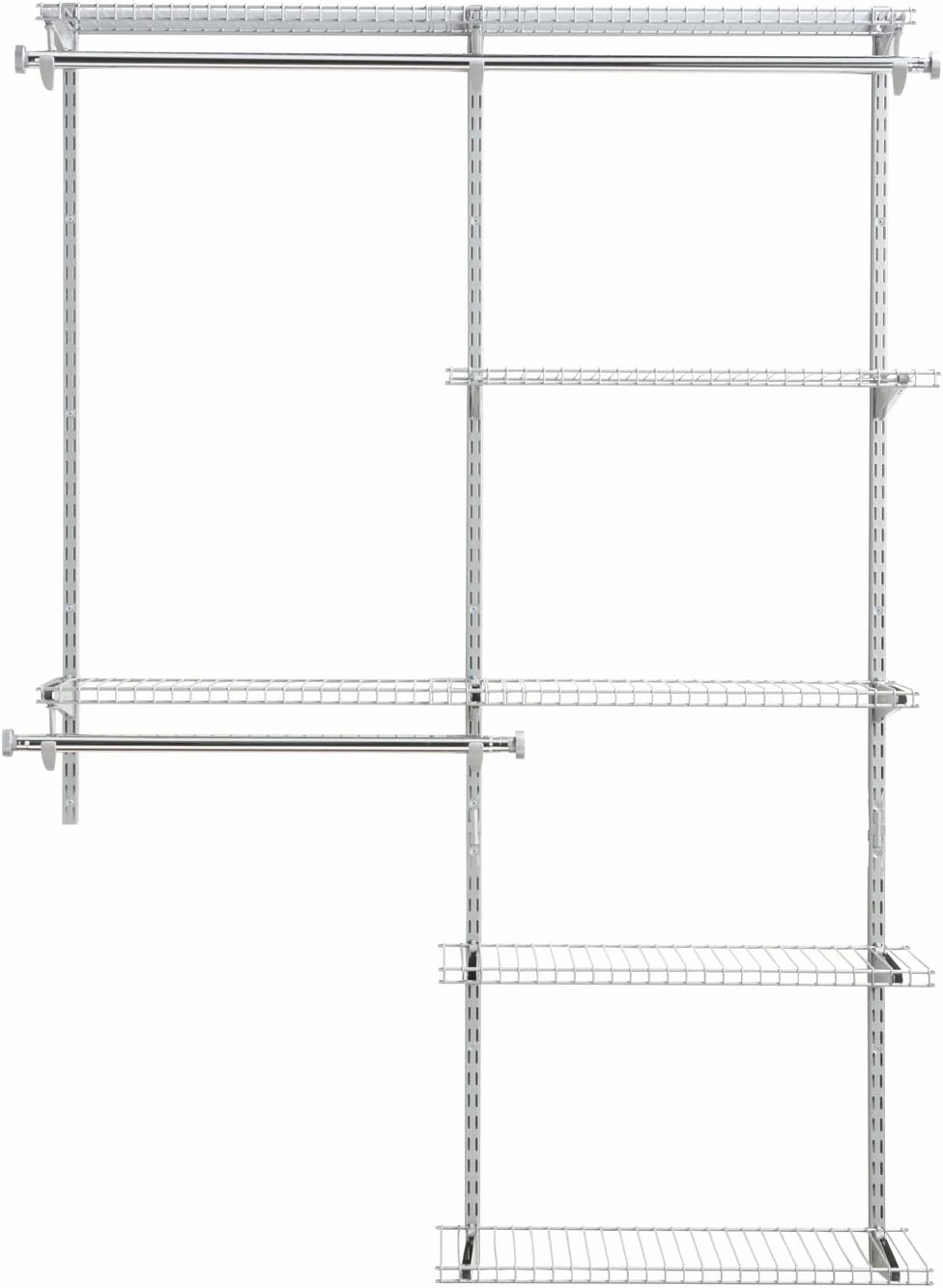 Rubbermaid Configurations Deluxe Custom Closet Kit 4-8 Ft. Adjustable Metal Wire Shelving Titanium Finish Expandable Organization System Hardware Included for Home Closet/Pantry/Laundry/Mudroom