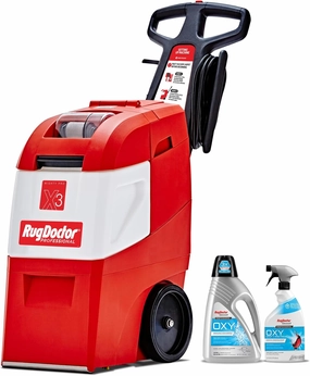 Rug Doctor X3 Commercial Carpet Cleaner - Large Red Oxy Pro Pack, Includes Commercial Carpet Cleaning Machine, 48 oz. Oxy Carpet Cleaner and 22 oz. Oxy Spot & Pre-Treat