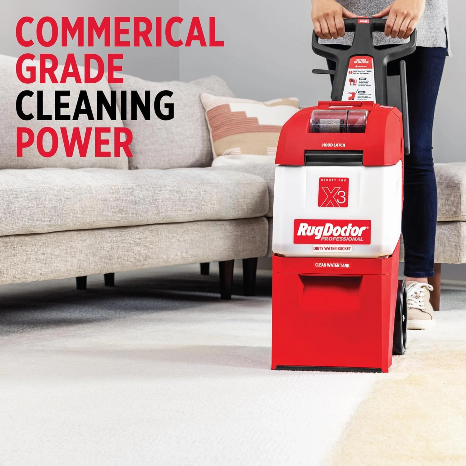Rug Doctor X3 Commercial Carpet Cleaner - Large Red Oxy Pro Pack, Includes Commercial Carpet Cleaning Machine, 48 oz. Oxy Carpet Cleaner and 22 oz. Oxy Spot & Pre-Treat