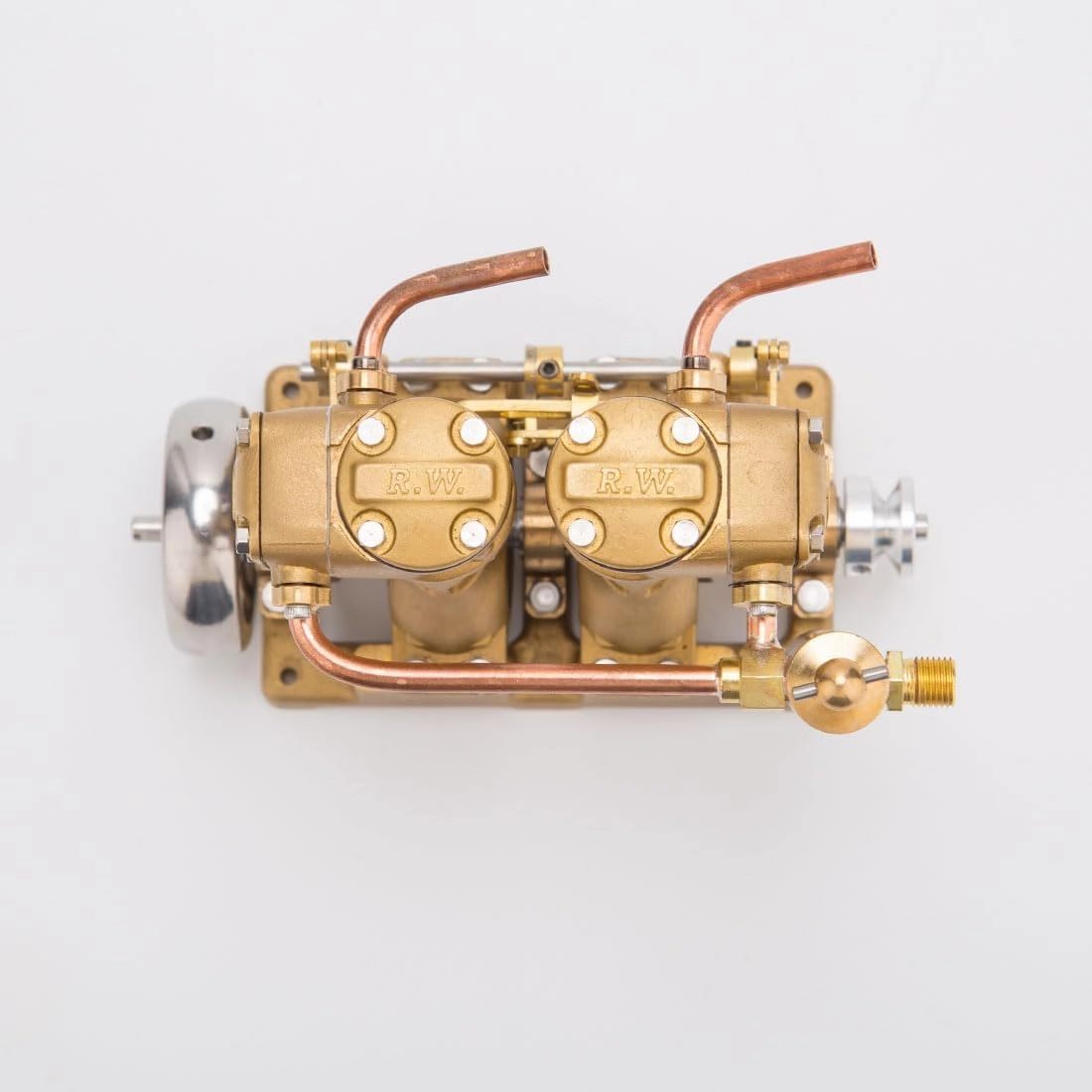 RW-L2 Steam Engine Model, Mini Inline 2-Cylinder Reciprocating Steam Engine for 70-130cm Steamships, DIY Power kit, Vintage Collections, Desktop Ornaments (Without Boiler)