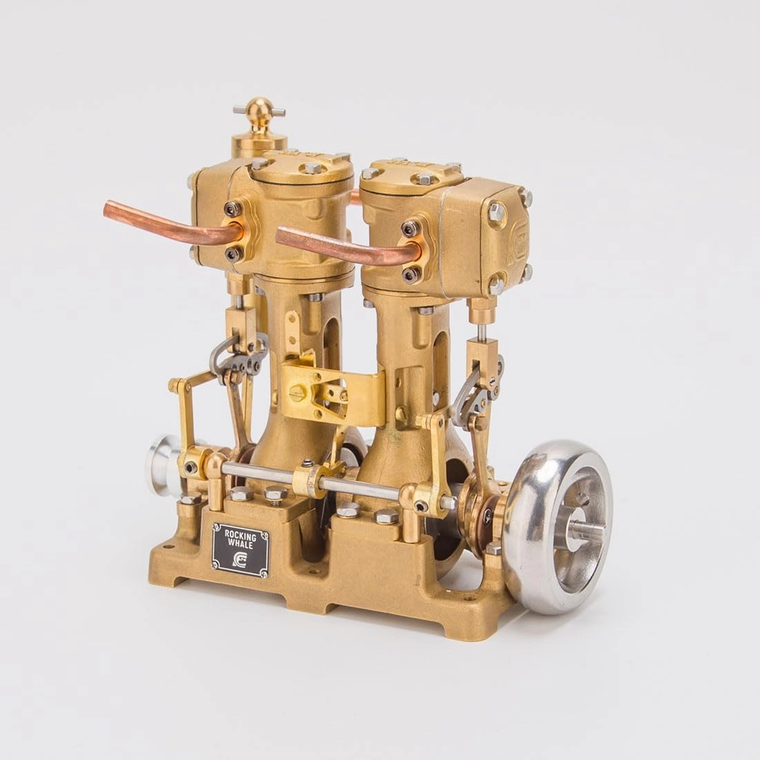 RW-L2 Steam Engine Model, Mini Inline 2-Cylinder Reciprocating Steam Engine for 70-130cm Steamships, DIY Power kit, Vintage Collections, Desktop Ornaments (Without Boiler)