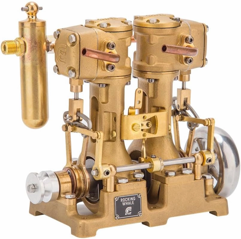 RW-L2 Steam Engine Model, Mini Inline 2-Cylinder Reciprocating Steam Engine for 70-130cm Steamships, DIY Power kit, Vintage Collections, Desktop Ornaments (Without Boiler)