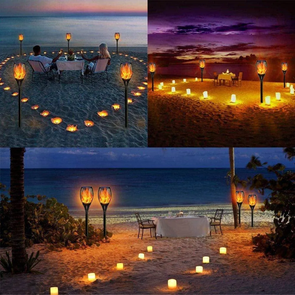 Rynx | 4 Pack Solar Torch Lights with Flickering Flame Outdoor, Waterproof Dancing Flickering Torch Lights, LED Outdoor Landscape Decorative Lights for Garden Terrace Pathway, Automatic On/Off Dusk to Dawn