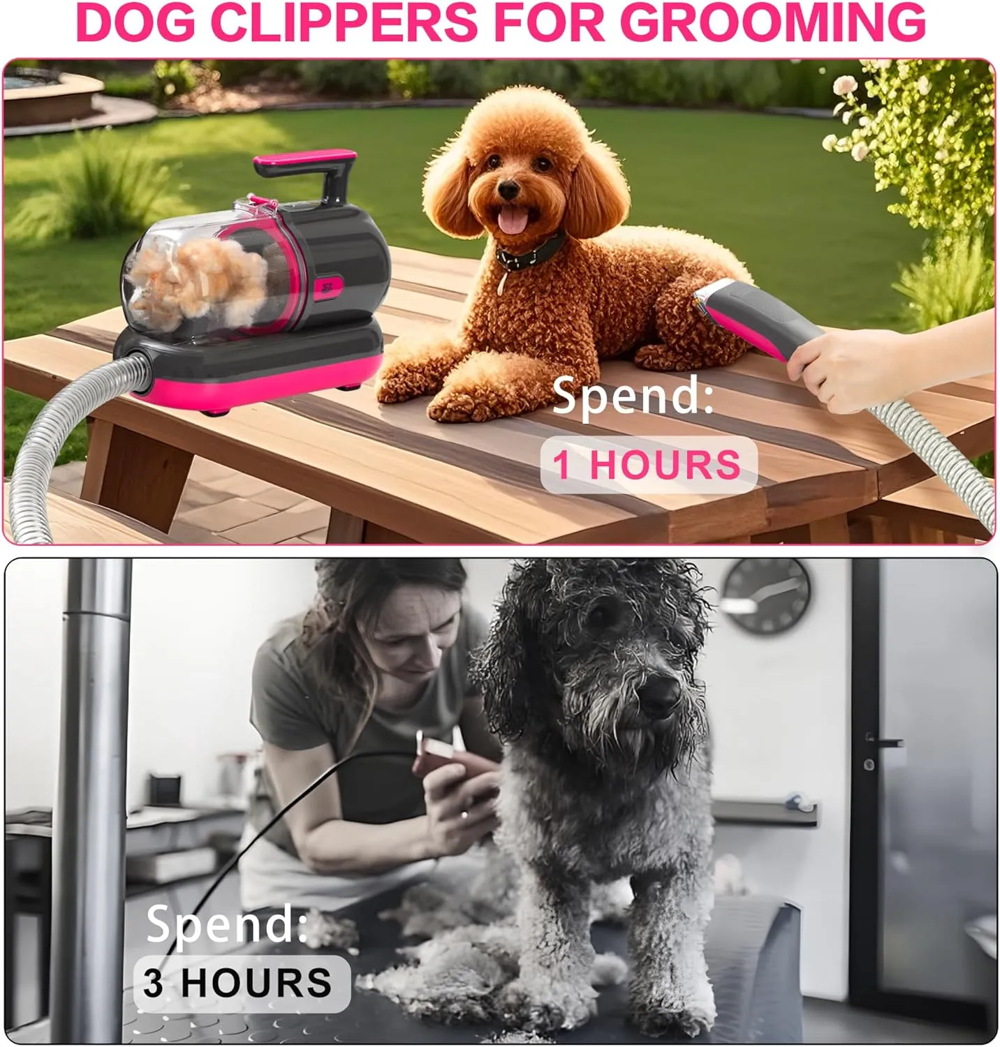 S7 Pet Grooming Kit with 99% Vacuum Suction for Pet Hair – Professional Clippers and 5 Essential Grooming Tools for Dogs, Cats, and Other Animal