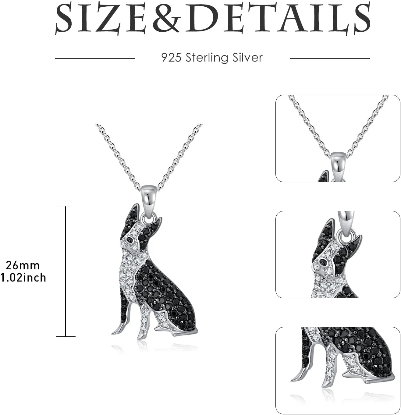 S925 Sterling Silver Dog Pendant Necklaces - 24 Breeds Corgi/Husky/Labrador/Shepherd for Women